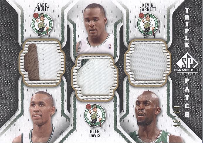 09/10 SPGU Gabe Pruitt Glen Davis Kevin Garnett Triple Patch Card 2 