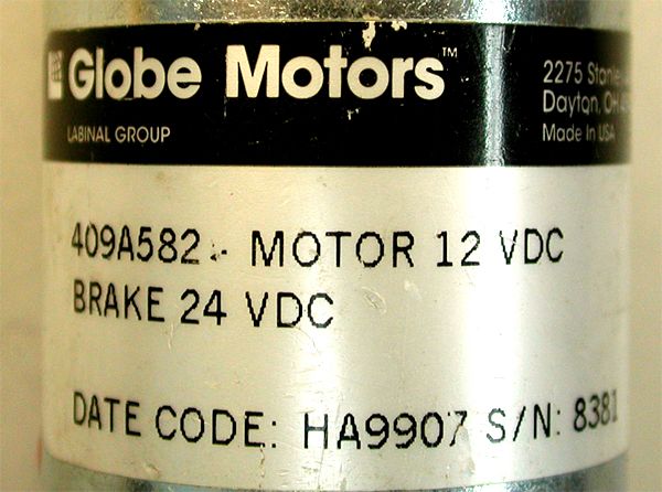 Globe Motors Precision Gearhead Motor 409A582 DC 12VDC  