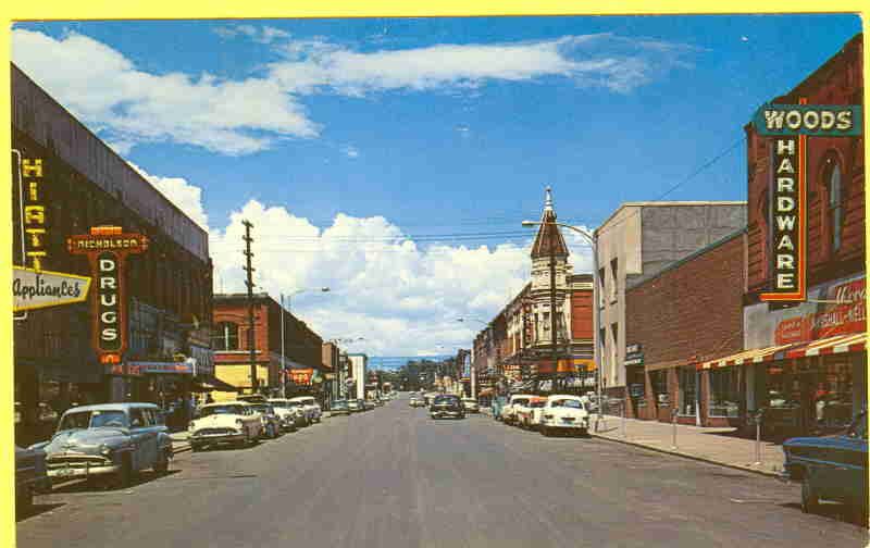 WA   ELLENSBURG STREET SCENE c.1958 POSTCARD  