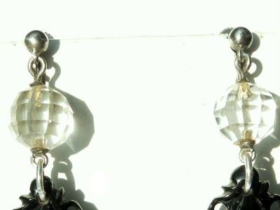 ANTIQUE C1800S WHITBY JET & MINATURE CAMEO EARRINGS  