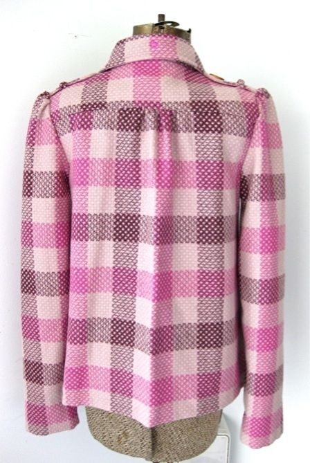 NWT Billabong Pink Purple Plaid Tweed Retro 50s Cropped Jacket 49er 