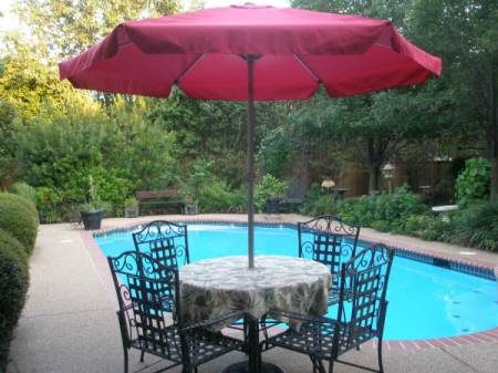 Burgundy Outdoor Patio Umbrella 8 Foot with Tilt and Crank