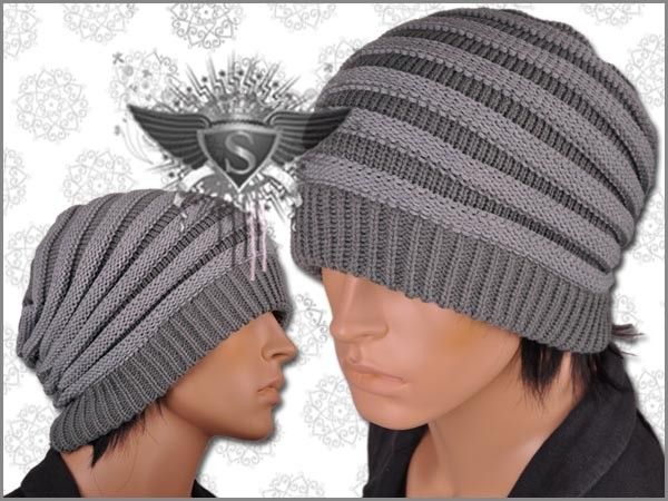   Roller Skating Light Grey Stripes Active Mens Beanie Hat Cap  