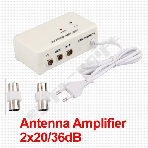 FM TV Amplified Aerial Antenna DVB T Signal Amplifier Booster Splitter 