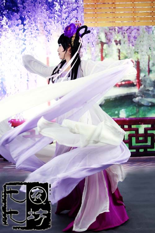 Custom made Chinese chiffon wiith brocade Hanfu Dress  