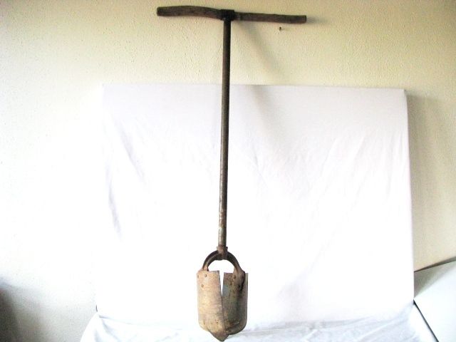 ANTIQUE OLD PRIMITIVE POST HOLE DIGGER SCREW TYPE AUGER  