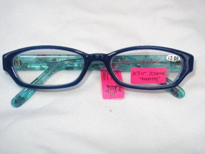 NWT BETSEY JOHNSON BLUE FLORAL READING GLASSES +2.0  