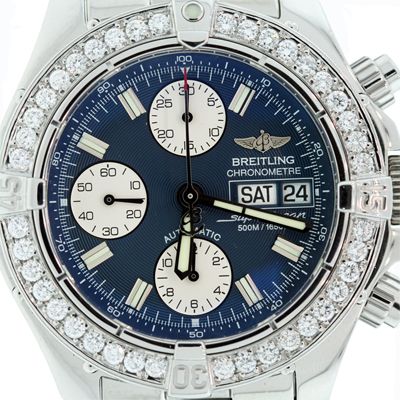 MENS DIAMOND BREITLING SUPEROCEAN CHRONOGRAPH WATCH  