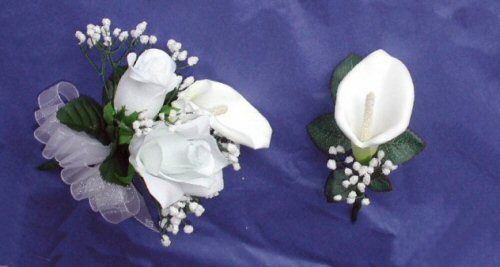 CORSAGE & BOUTONNIERE Calla Lily Wedding Silk Flowers  