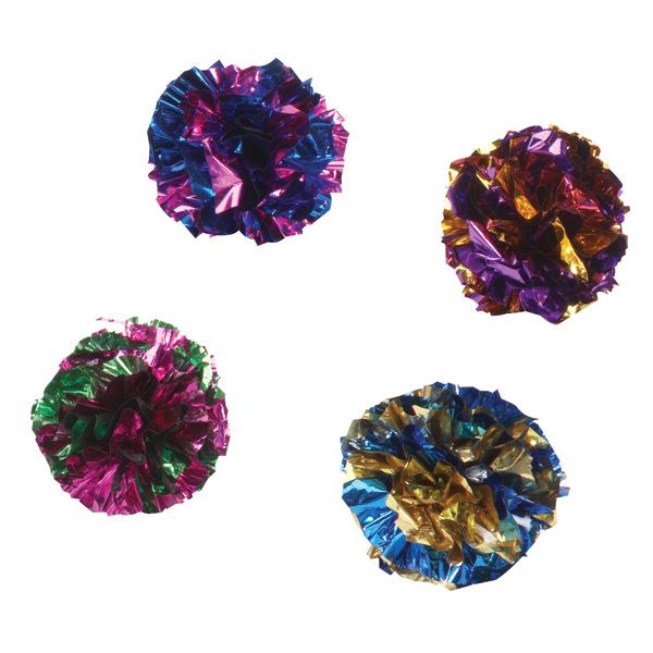 24 MYLAR BALLS   Shiny Crinkly Lightweight Bulk Cat Toys  