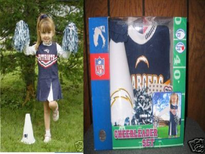   CHARGERS 5 PC CHEERLEADER GAMEDAY UNIFORM HALLOWEEN COSTUME 2 4T NEW