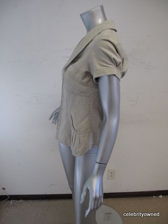 Nanette Lepore Light Gray/Gold Lurex Hook & Eye Top 4  