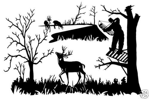 Deer Bow Hunting Scenery Buck Decal Sticker 12 x 18 DH 8  