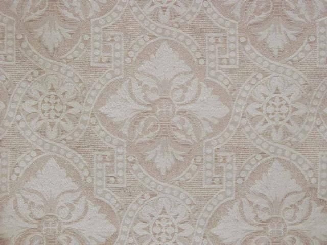 Beige Woven Damask Tapestry Drapery Upholstery Fabric  