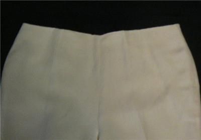 WOMENS DANA BUCHMAN LINEN OFF WHITE LINED PANTS 14  