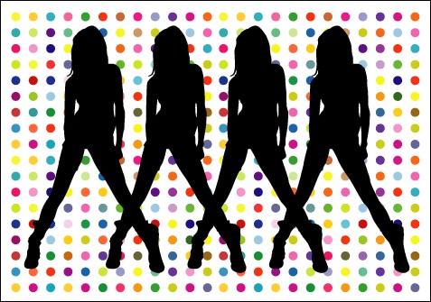 Dancing Girls Dots Huge Canvas  