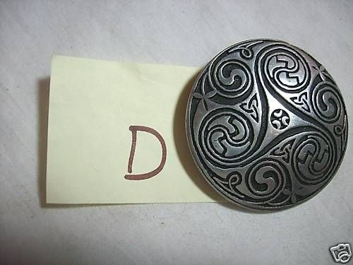 VNT PEWTER MARKED SJC CORNWALL BROOCH PIN INLAID DESIGN  