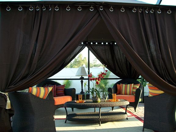 Gazebo Outdoor Patio   Lanai   Drapes   Grommet Tops  