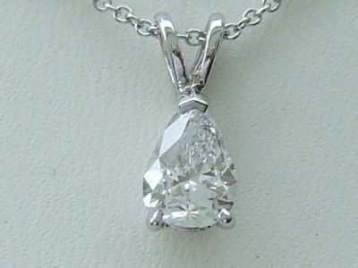 03 Ct. DROP SHAPE DIAMOND NECKLACE 14K. WHITE GOLD  