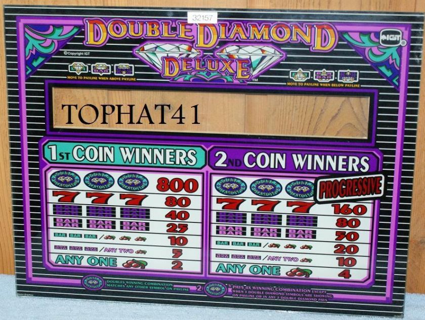 IGT SLOT MACHINE GLASS DOUBLE DIAMOND DELUXE PROGRESSIVE 2 COIN 