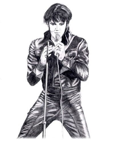 ELVIS PRESLEY LITHOGRAPH POSTER PENCIL DRAWING PRINT #1  