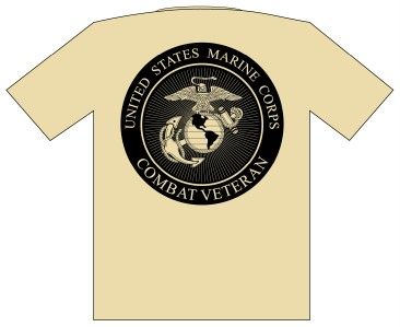 USMC MARINES COMBAT VETERAN T SHIRT TAN ** M XXXL **  