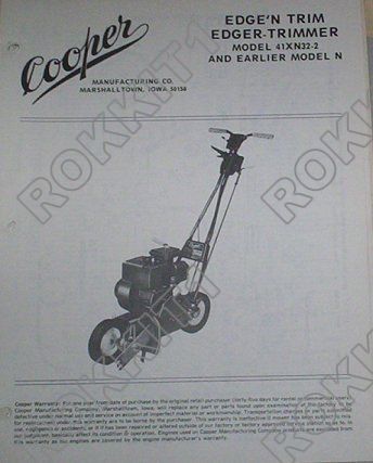 Cooper Edger Trimmer Repair Parts List & Instructions  