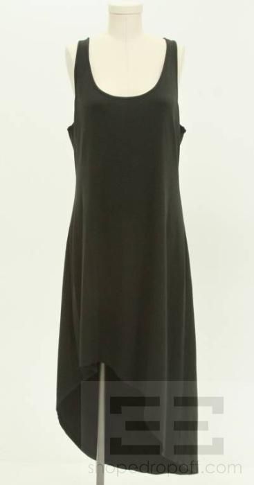 Michael Michael Kors Black Jersey Knit Asymmetric Hem Sleeveless Dress 