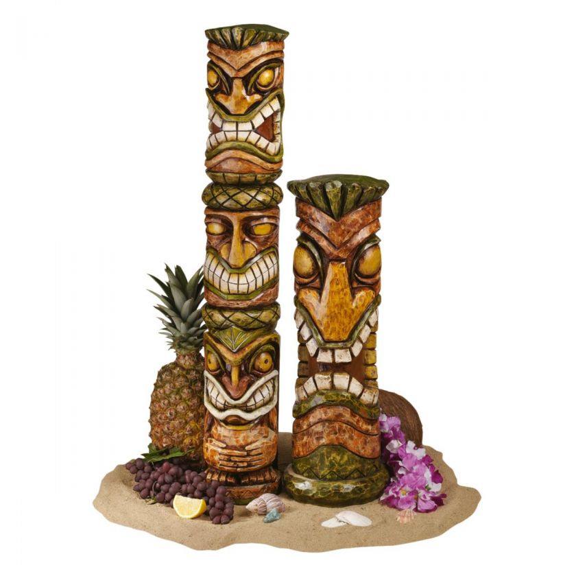   Tropical Aloha Hawaii Tiki Sculpture Statue Figurine  2 Sets  