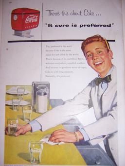 1954 Coca Cola Color Ad Coke Soda Fountain Soda Jerk k  