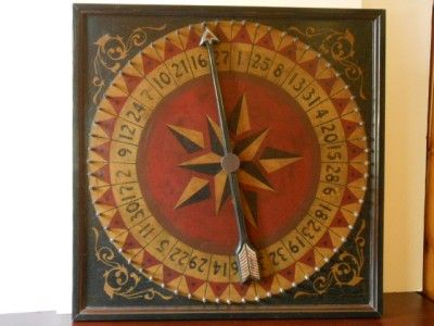 PRIMITIVE WHEEL OF CHANCE GAME BOARD GAMEBOARD FOLK ART  