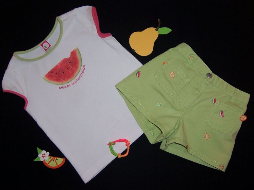 Gymboree girls FRUIT PUNCH 3T3pc watermelon top shorts hairFUN 