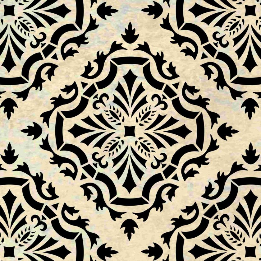 Damask   Large Stencil Design Faux Paintng Wall 0118A  