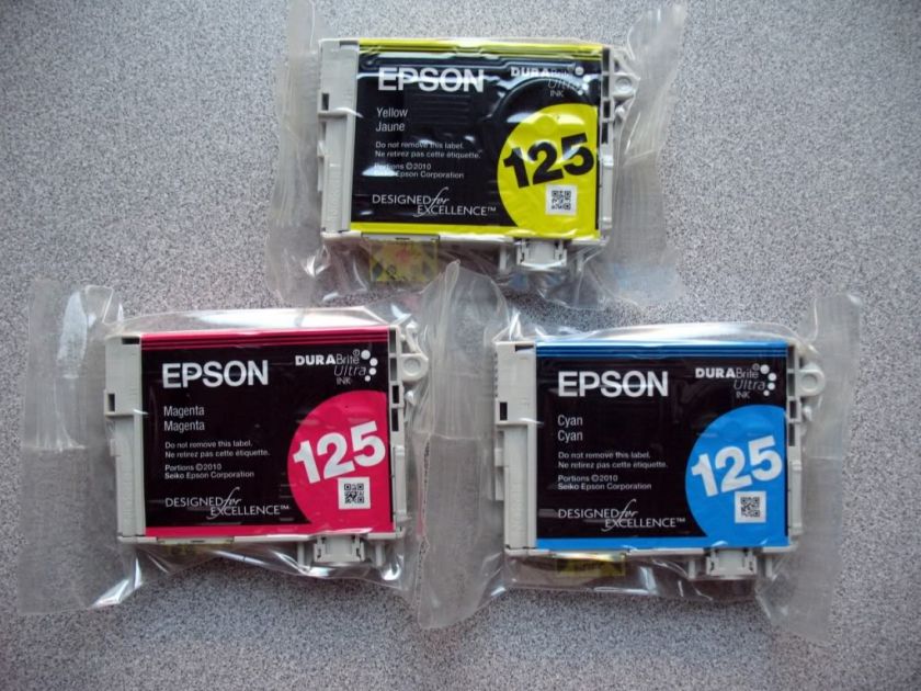 PACK Epson GENUINE 125 Color Ink (NO RETAIL BOX) T125520 DURA Brite 