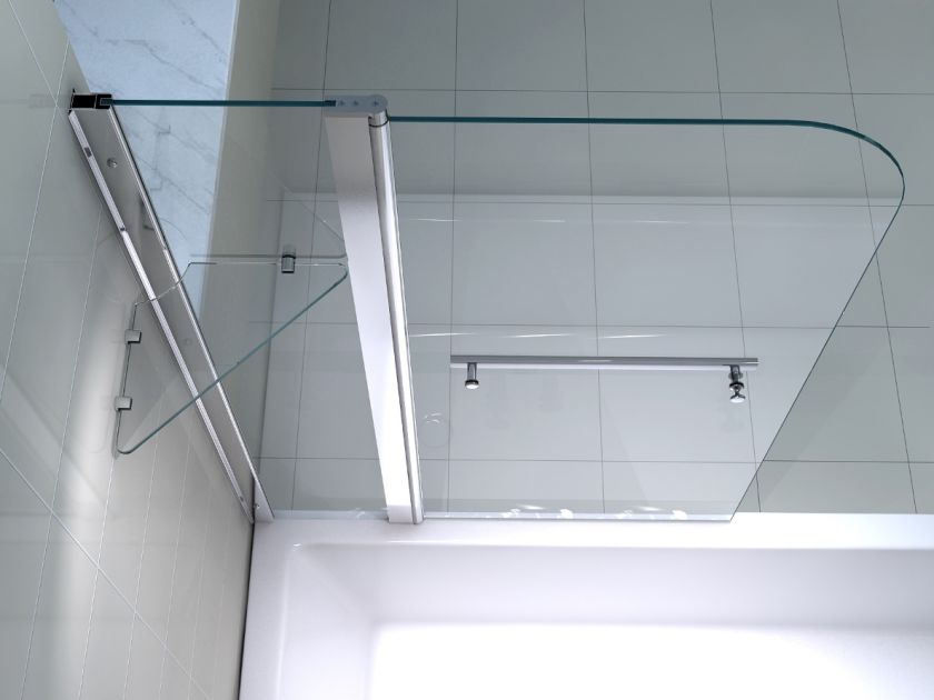 NEW 6mm GLASS DOUBLE OVER BATH SHOWER SCREEN WITH SHELF  