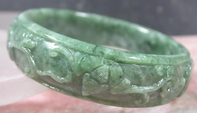 Green 100% A Jade jadeite Dragon Bat Bangle Bracelet 52 326089  