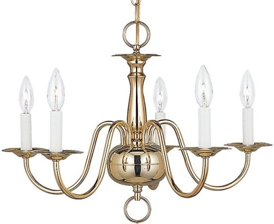 Finish   Polished BrassFive Light Polished Brass Chandelier w/Optional 