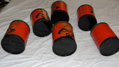 Vintage Set of Six Hoosier Cabinet Style Cannister Spice Tins  