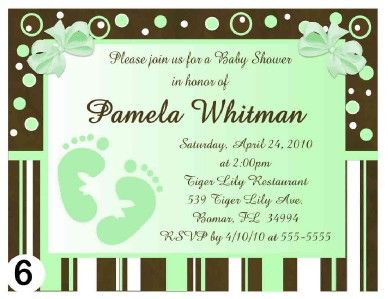 20 MODERN BABY SHOWER INVITATIONS PINK, BLUE, GREEN  