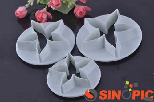 3Pc L Flower Calyx Craft Clay Cutter Fondant Cake Icing  