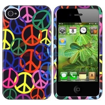 Peace Symbol Hard Case Cover+Holder For Verizon Apple iPhone 4 4G 4S 