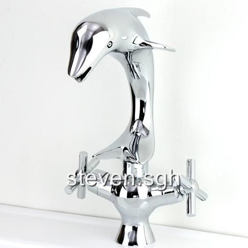 Chrome Lovely Dolphin Bathroom Faucet Mixer Tap 5481  