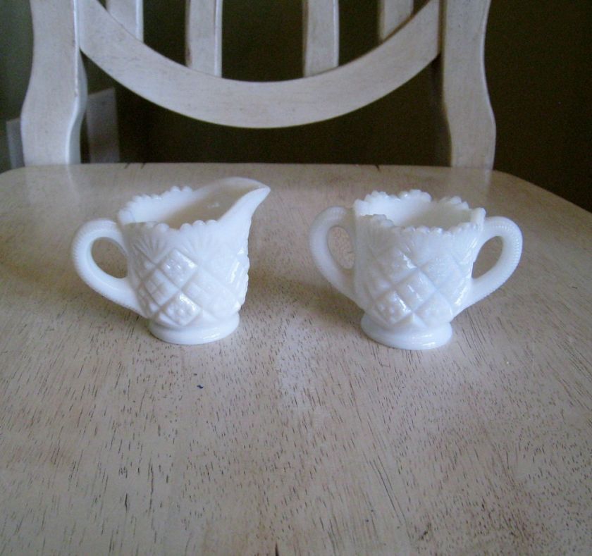 Westmoreland Milk Glass Thumbelina Mini Creamer & Sugar  