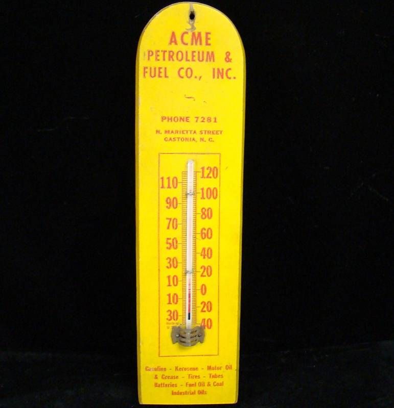 ANTIQUE THERMOMETER ACME PETROLEUM FUEL GAS MOTOR OIL  