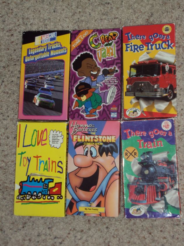 NASCAR THERE GOES TRAIN FIRETRUCK FLINSTONE VHS KID LOT  