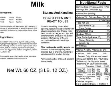 MILK INSTANT POWDERED DAIRY EMERGENCY BEVERAGE CASE  