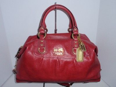 Coach Madison Large Leather Cherry Sabrina 12949 Red Satchel Handbag 