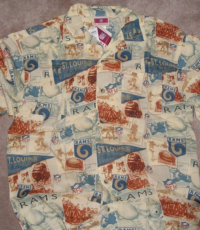 St Louis Rams Camp Hawaiian Style Shirt L Large NWT  