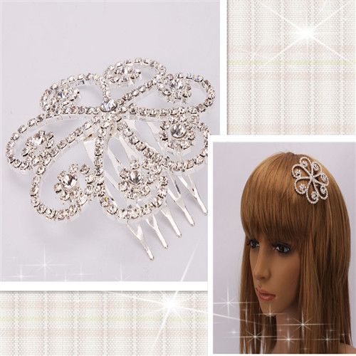 Fashion Rhinestone Exquisite Rhinestone Flower Hair Comb Pin Wedding 