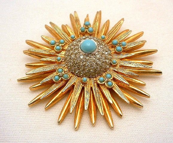 Vintage Nettie Rosenstein Brooch Pin Starburst  